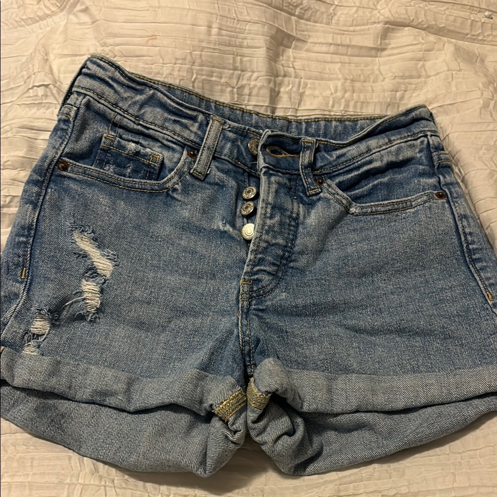 Old Navy Blue Jean Shorts with Distressed Cuffed Hem